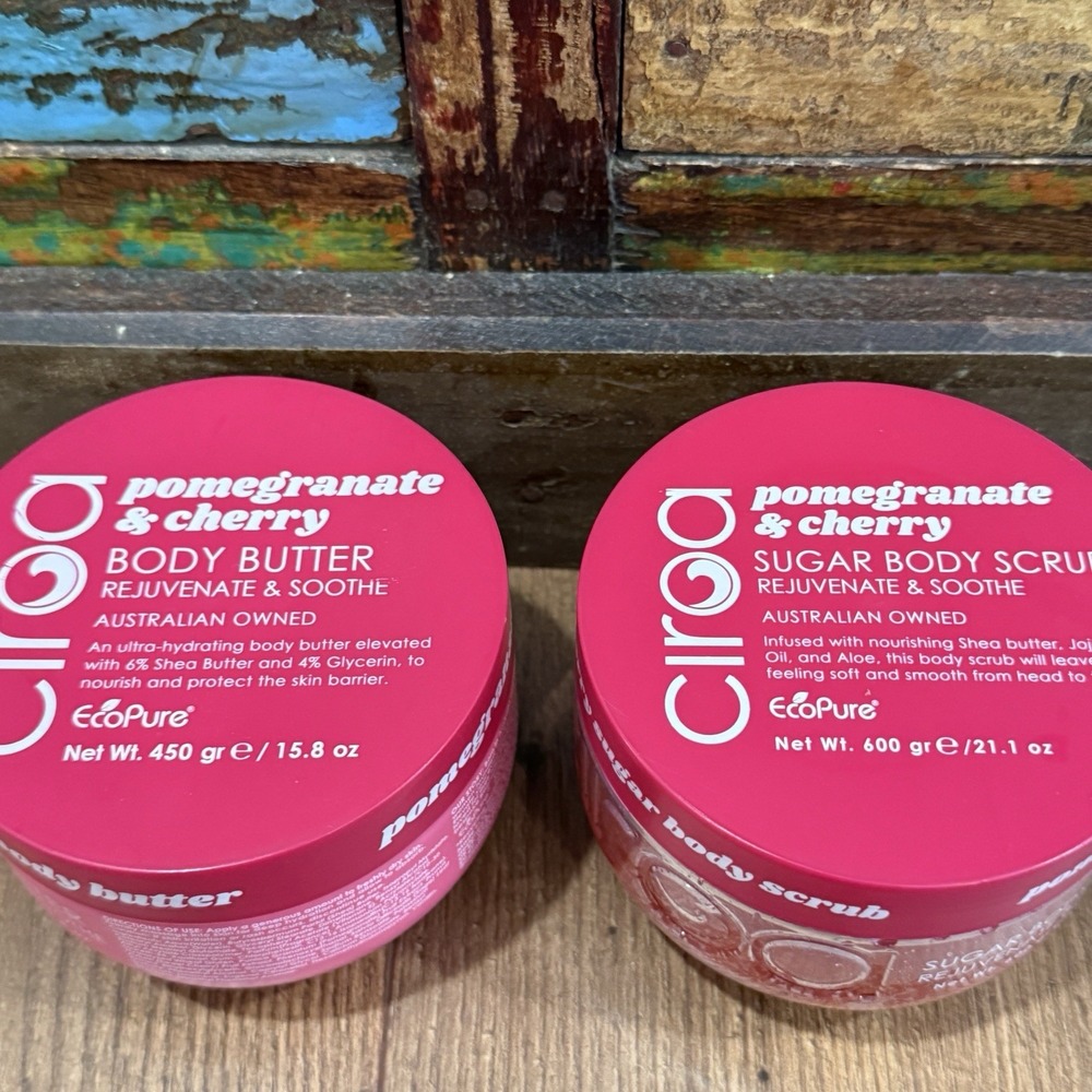 Ciroa Body Butter Pomegranate Cherry Rejuvenate Soothe Ciroa Sugar Scrub Set - Picture 2 of 2